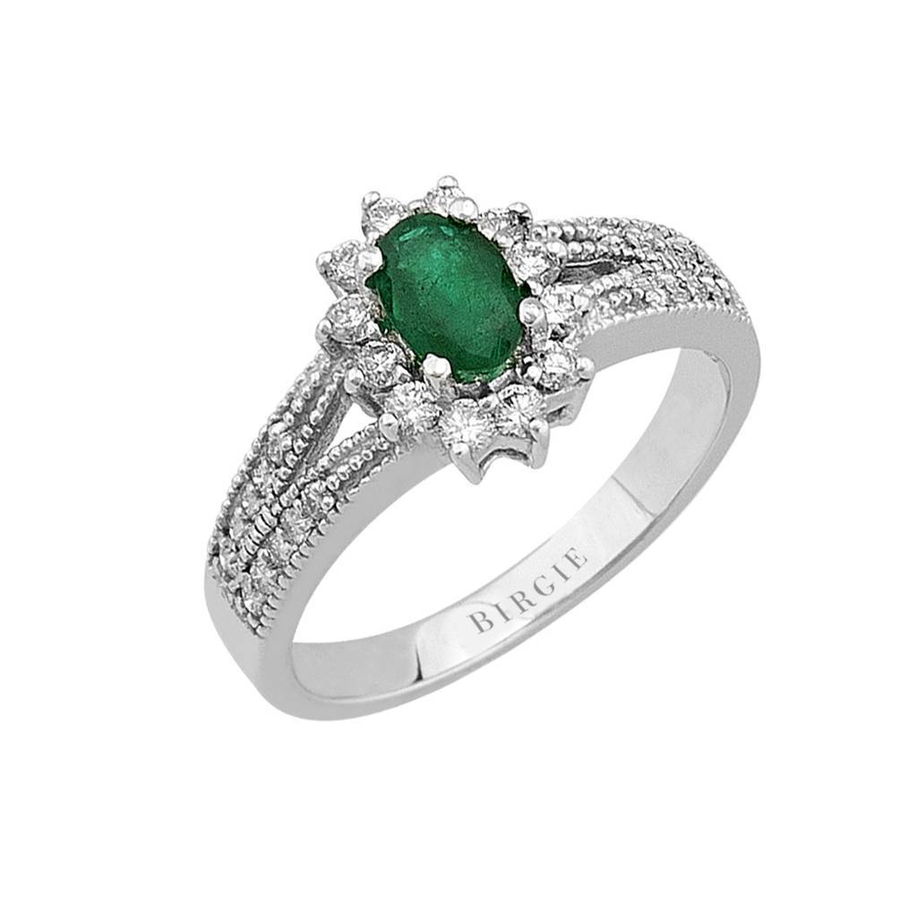 Diamond and Oval Emerald Ring