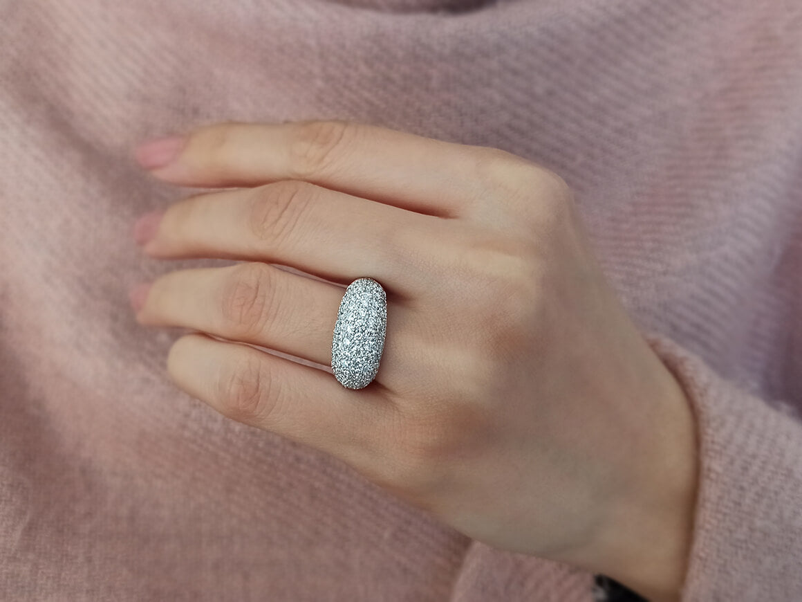 Alliance demi-ronde en diamant de 1,05 carat au total