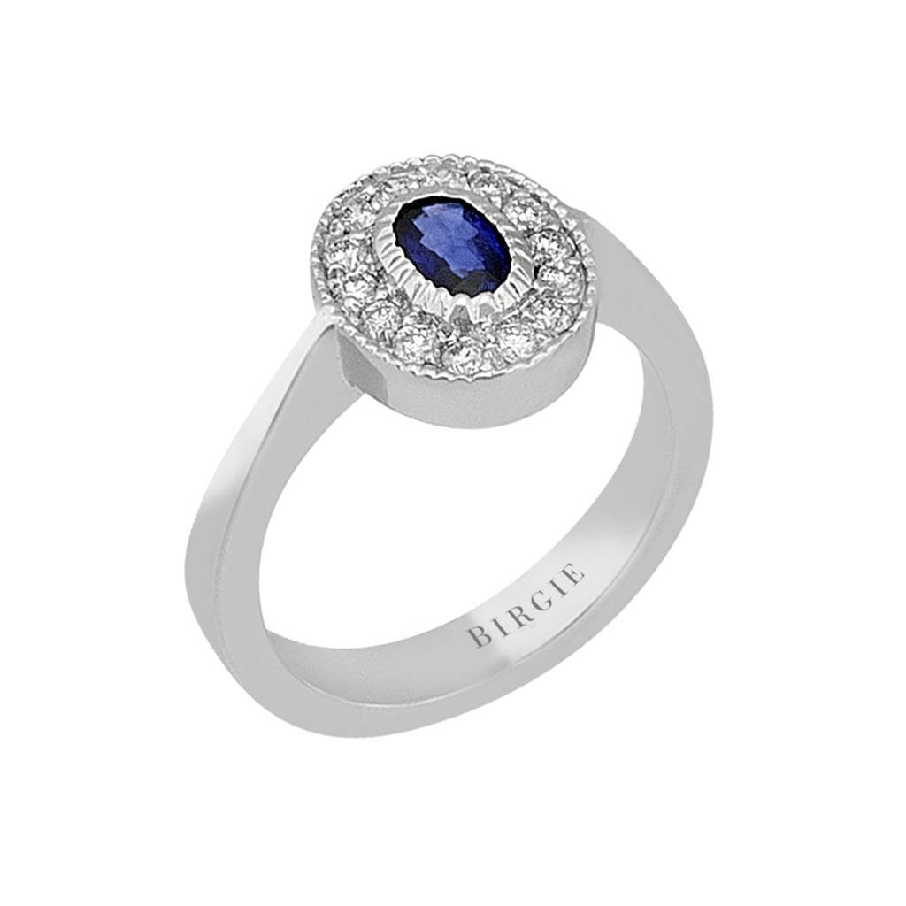 Bague diamant et saphir ovale