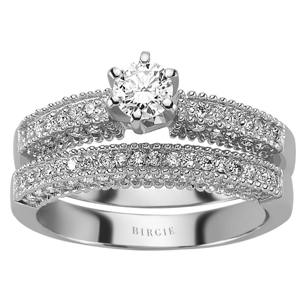 Bague de fiançailles solitaire en diamant et anneau assorti (0,96 ct. TW)
