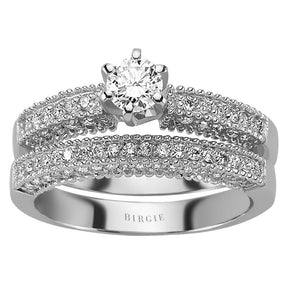 Bague de fiançailles solitaire en diamant et anneau assorti (0,96 ct. TW)