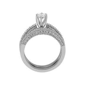 Bague de fiançailles solitaire en diamant et anneau assorti (0,96 ct. TW)
