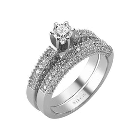 Bague de fiançailles solitaire en diamant et anneau assorti (0,96 ct. TW)
