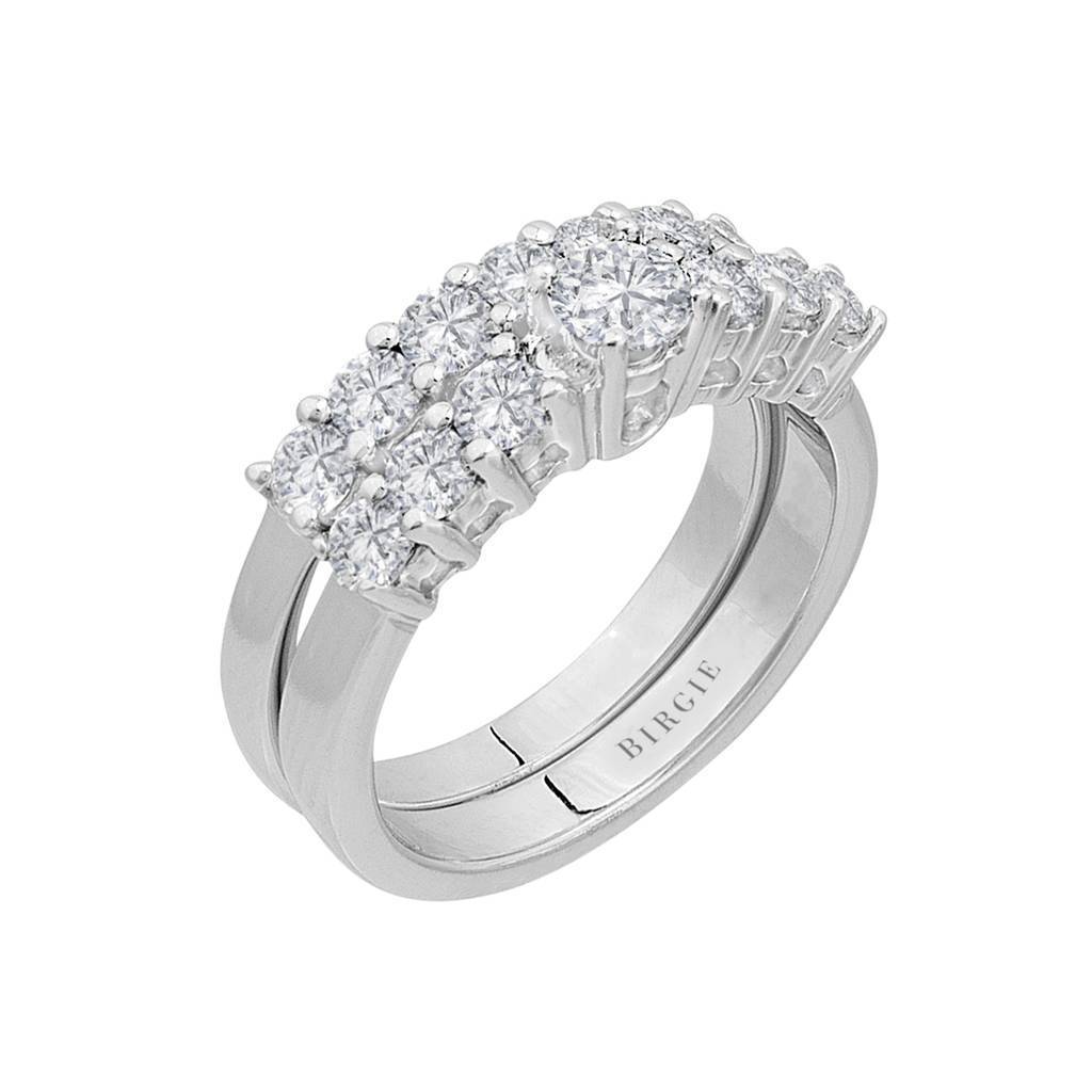 Bague de mariage avec solitaire en diamant de 1,56 carat au total