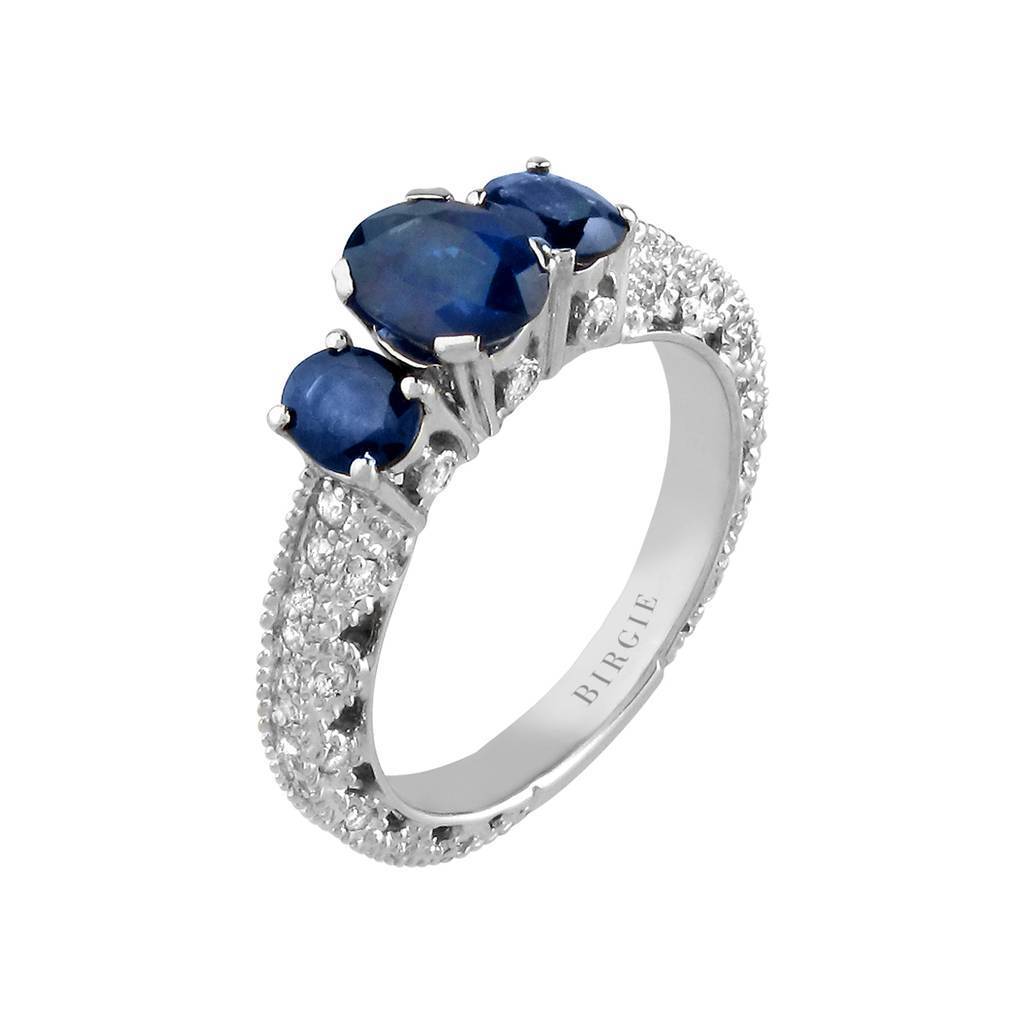 Bague diamant et saphir ovale