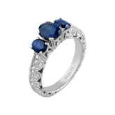 Bague diamant et saphir ovale
