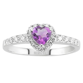 Bague Pierre Améthyste Diamant et Coeur