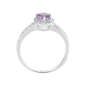 Bague Pierre Améthyste Diamant et Coeur