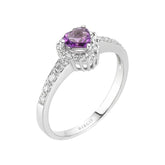 Bague Pierre Améthyste Diamant et Coeur