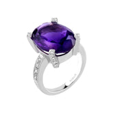 Bague diamant et grande pierre d'améthyste ovale