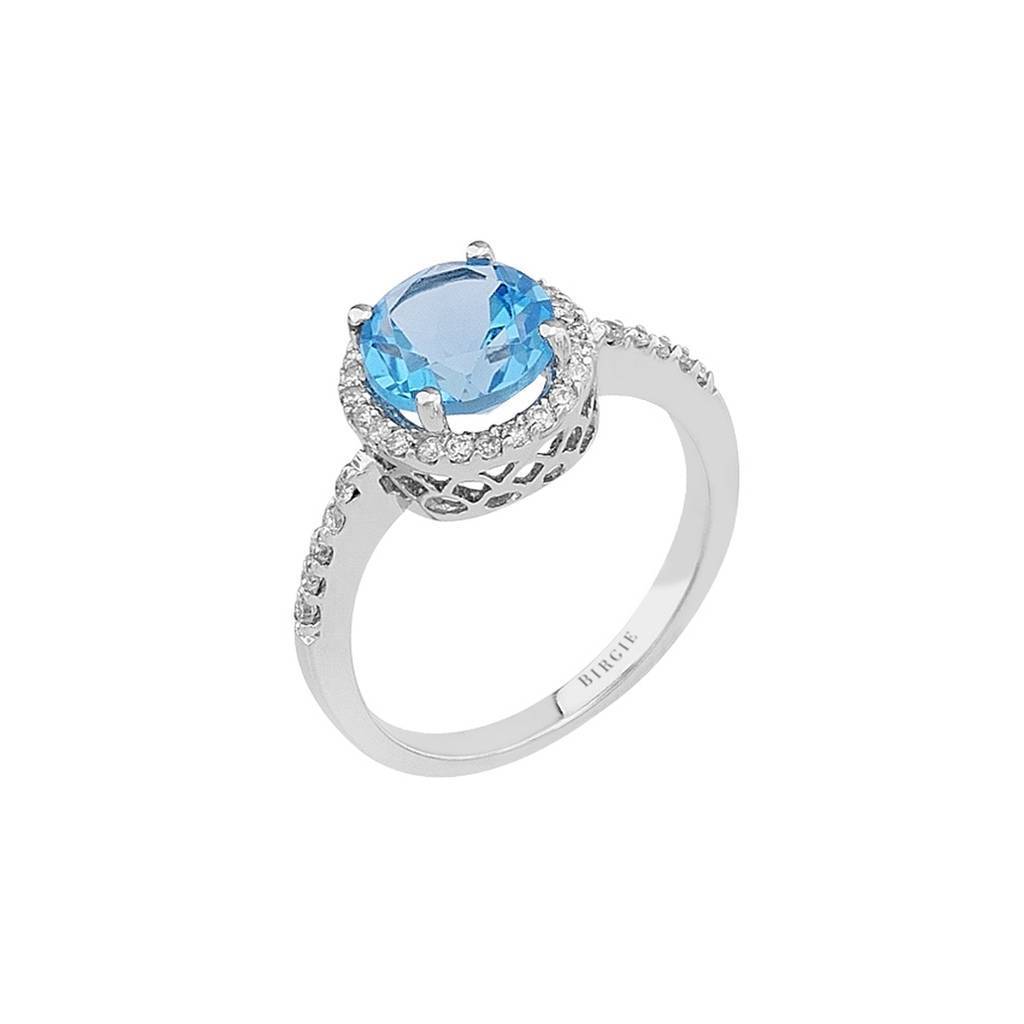 Bague topaze bleue et diamant