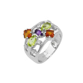 Diamond and Colorful Stone Ring