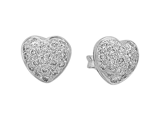 Boucles d'oreilles puces coeur diamant