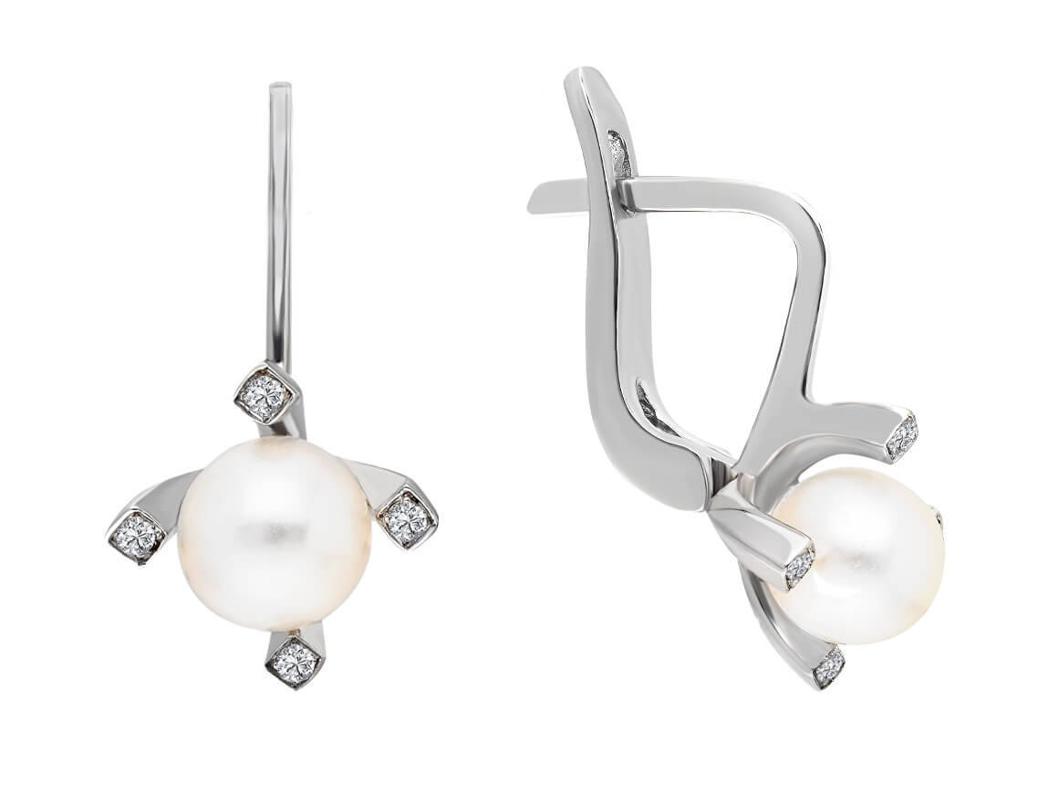 Boucles d'oreilles diamants et perles