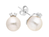 Boucles d'oreilles puces diamants et perles