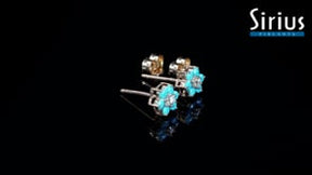 Boucles d'oreilles marguerite diamants et turquoise