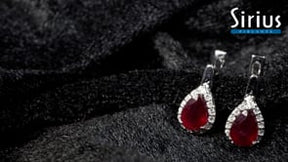Diamond and drop ruby ​​earrings