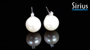 Boucles d'oreilles puces diamants et perles