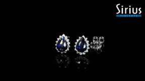 Diamond and drop sapphire earrings