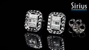 Boucles d'oreilles puces baguette diamant