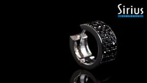 Three Row Black Diamond Men's Hoop Earrings