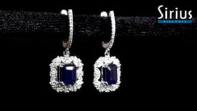 Diamond and octagon sapphire earrings
