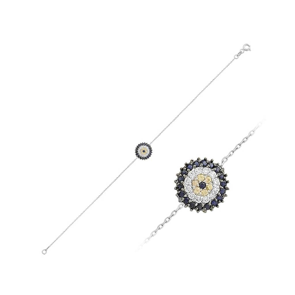 Diamond and Sapphire Blue Eye Bracelet