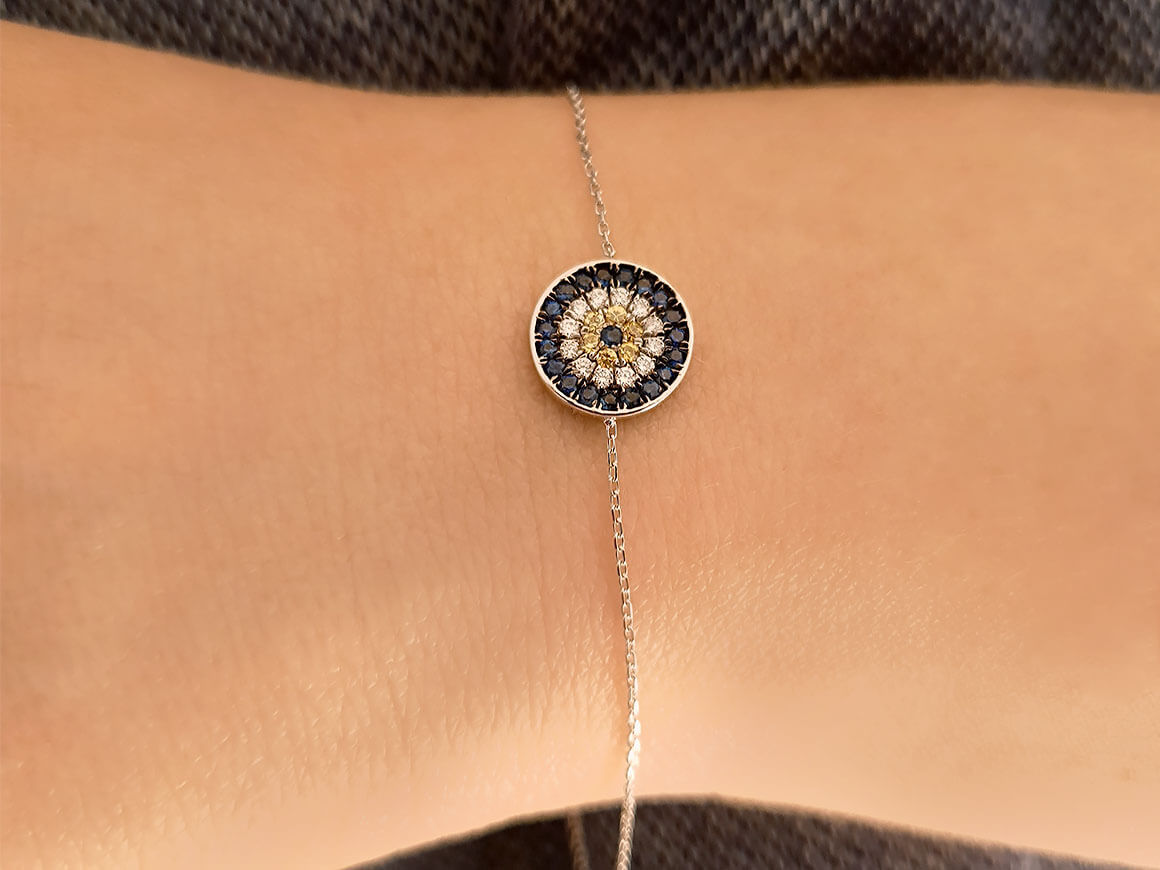 Diamond and Sapphire Blue Eye Bracelet