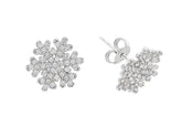 Boucles d'oreilles puces flocon de neige diamant