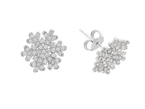 Boucles d'oreilles puces flocon de neige diamant