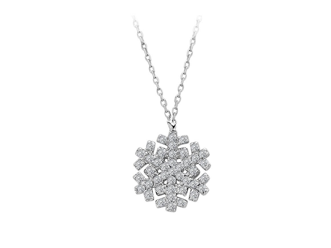 Collier flocon de neige en diamant