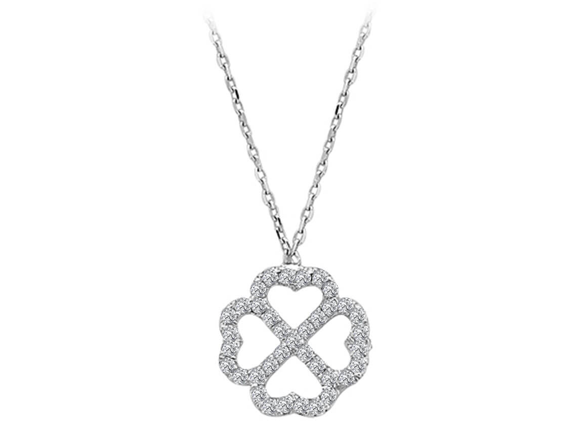 Collier trèfle diamant