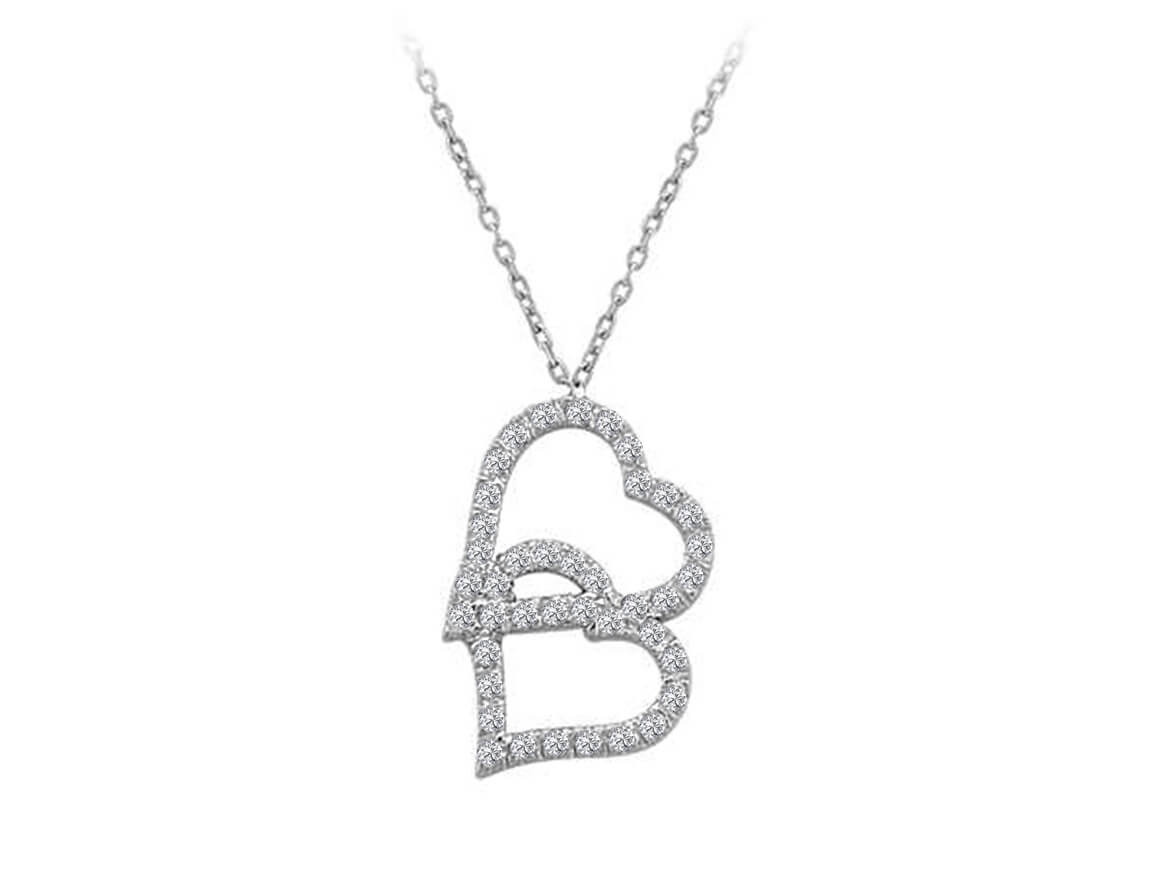 Collier Double Coeur Diamant