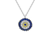 Diamond and Sapphire Blue Eye Necklace