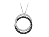 Collier double rond diamant noir et blanc
