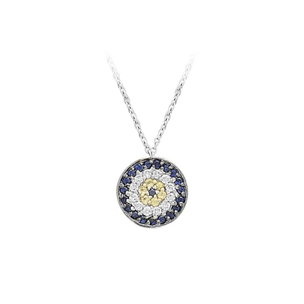 Collier œil bleu diamant et saphir