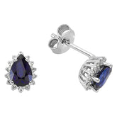 Diamond and drop sapphire earrings