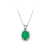 Diamant und Oval Smaragd Halskette