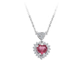 Diamond and Heart Rose Tourmaline Necklace