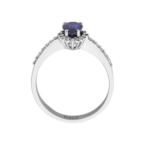 Diamond and Drop Cut Sapphire Entourage Ring