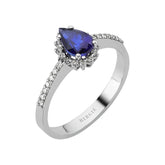 Diamond and Drop Cut Sapphire Entourage Ring