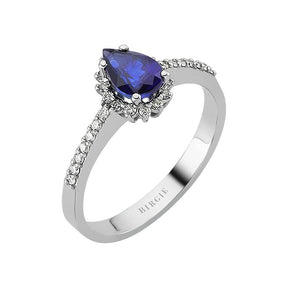 Diamond and Drop Cut Sapphire Entourage Ring