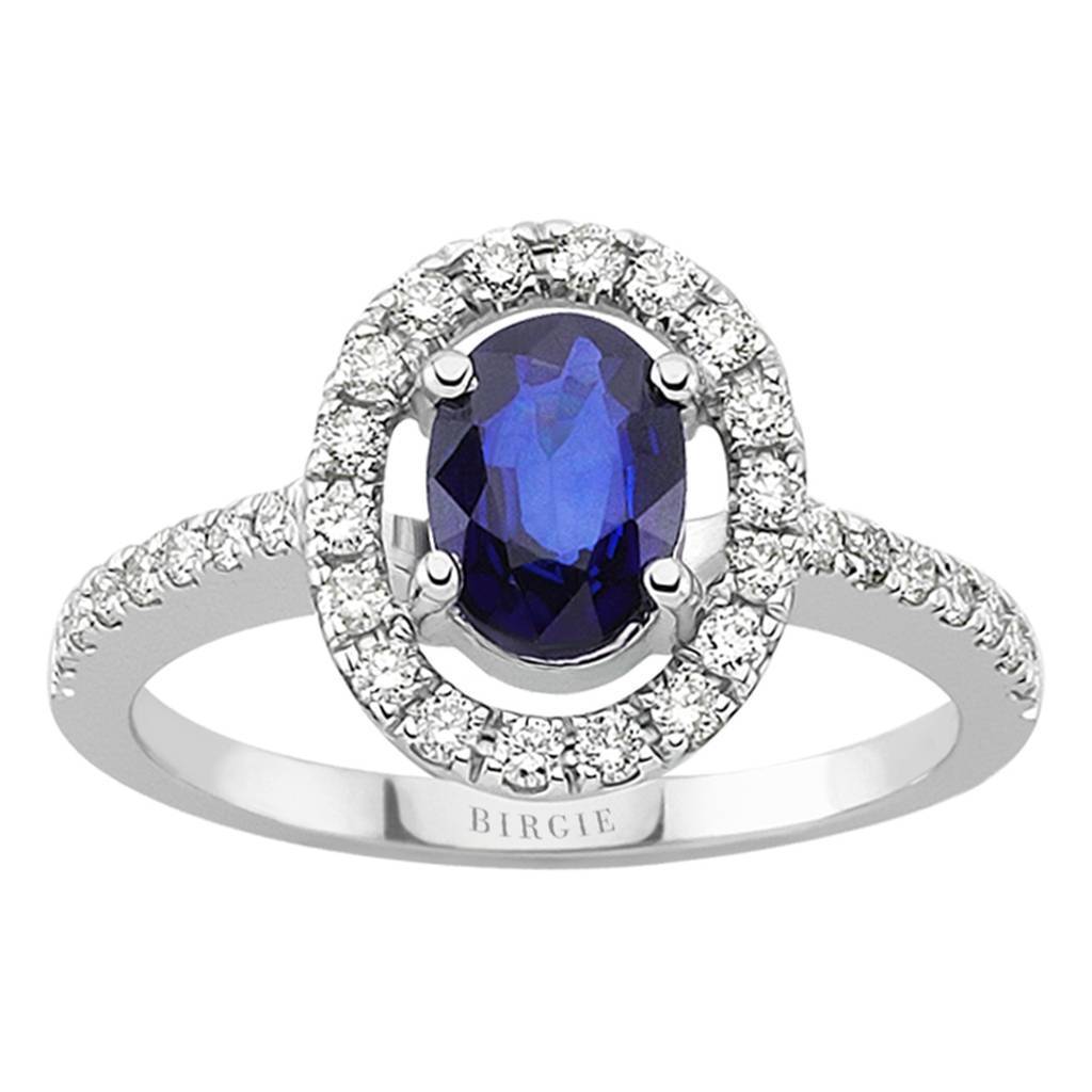 Bague diamant et saphir taille ovale