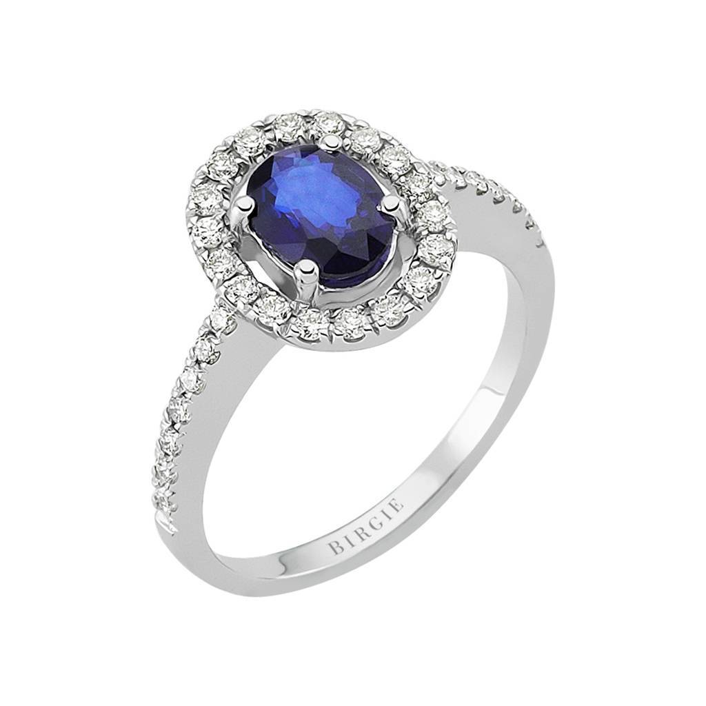 Bague diamant et saphir taille ovale