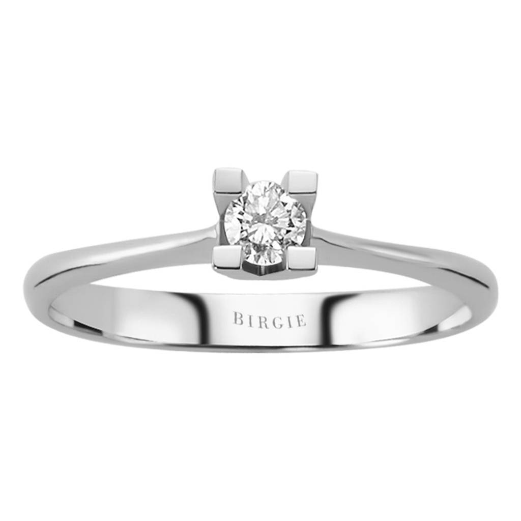 Bague solitaire diamant couleur F 0,16 carat