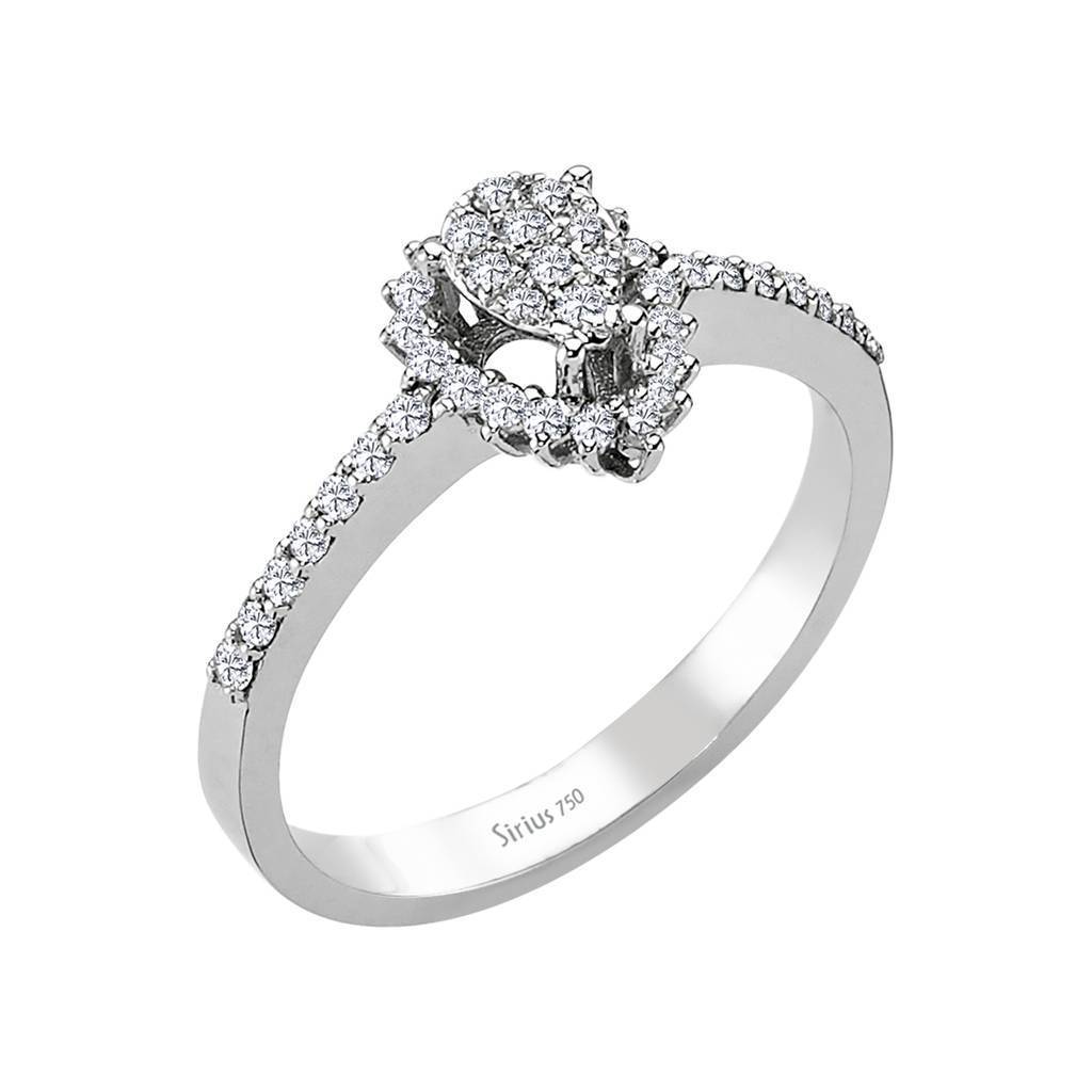 Bague d'entourage en forme de goutte de diamant