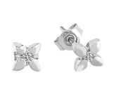 0.10 Carat Solitaire Flower Diamond Stud Earrings