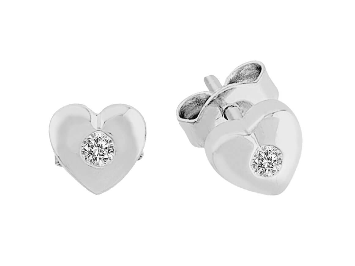 0.10 Carat Diamond Solitaire Heart Earrings