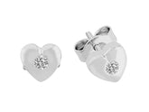 Boucles d'oreilles coeur solitaire diamant 0,10 carat