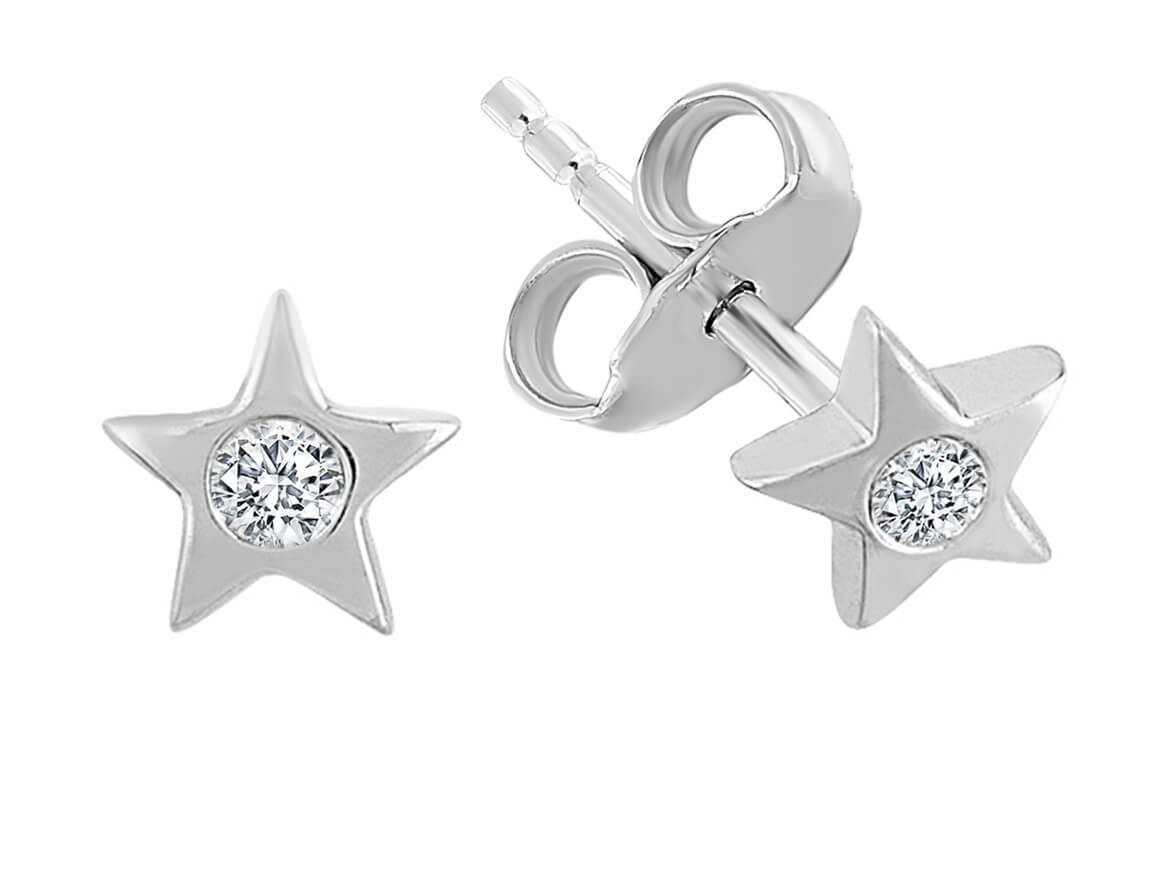 0.14 Carat Solitaire Diamond Star Earrings